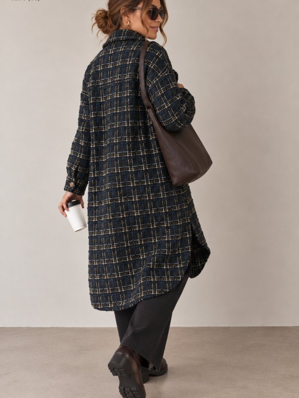 Priv navy + gold tweed shacket (M)